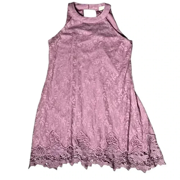 Altar’d State Lace Overlay Halter Sleeveless Midi Dress Size L - Picture 1 of 8